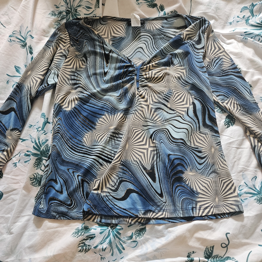 Stylish Blue and Black Women's Top